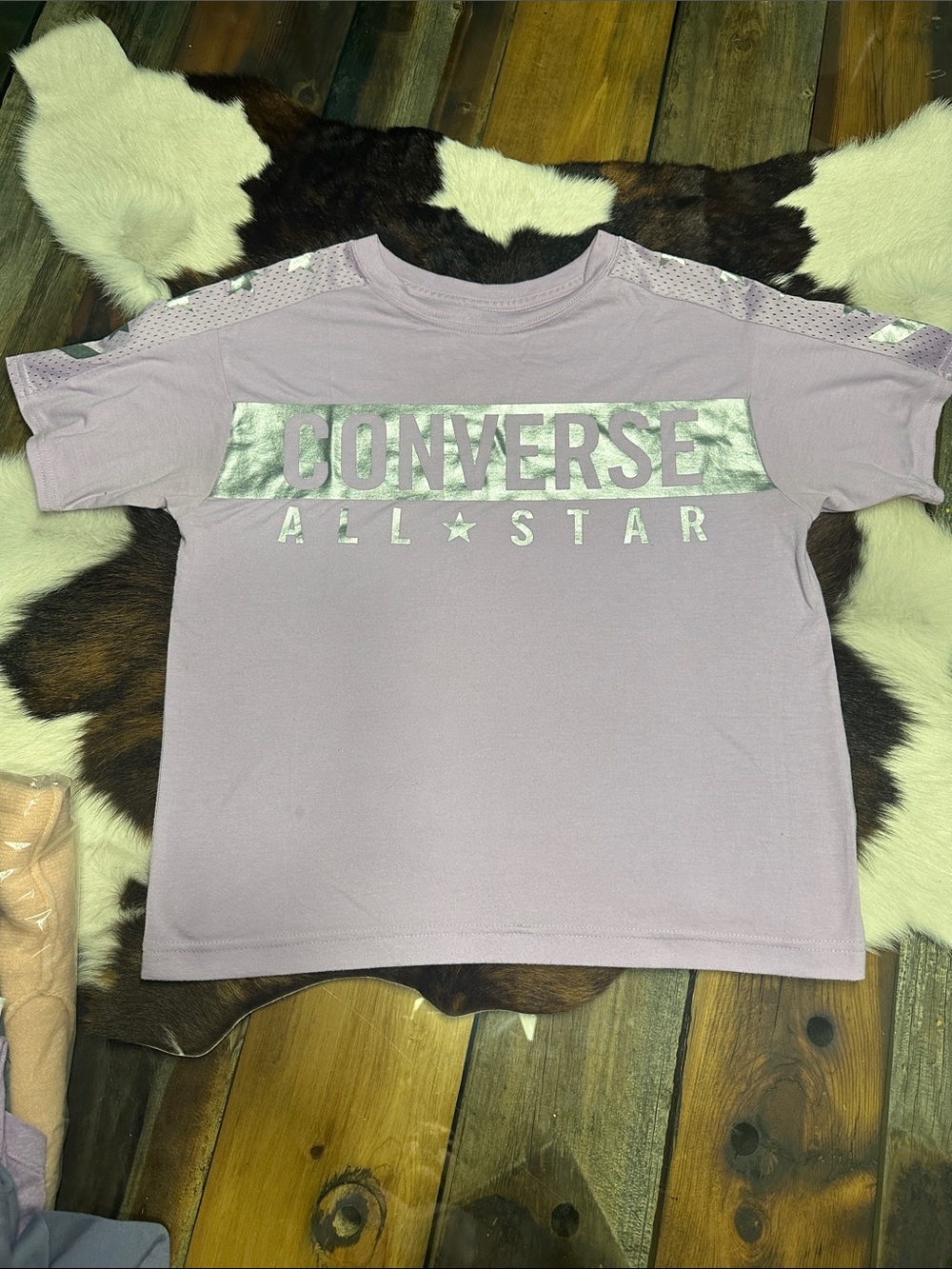 Converse Lavender Short Sleeve Tee with Metallic Silver Logo